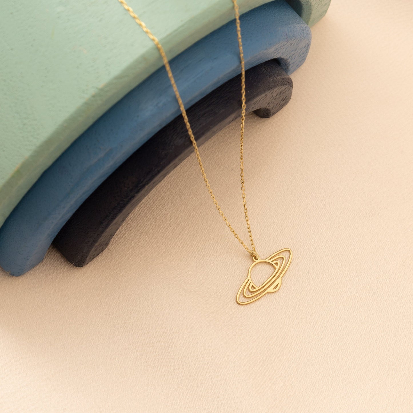 Gold Saturn Necklace - Planet Necklace - 925 Sterling Silver Saturn Pendant - Celestial Necklace - Gift For Her - Gift For Kids