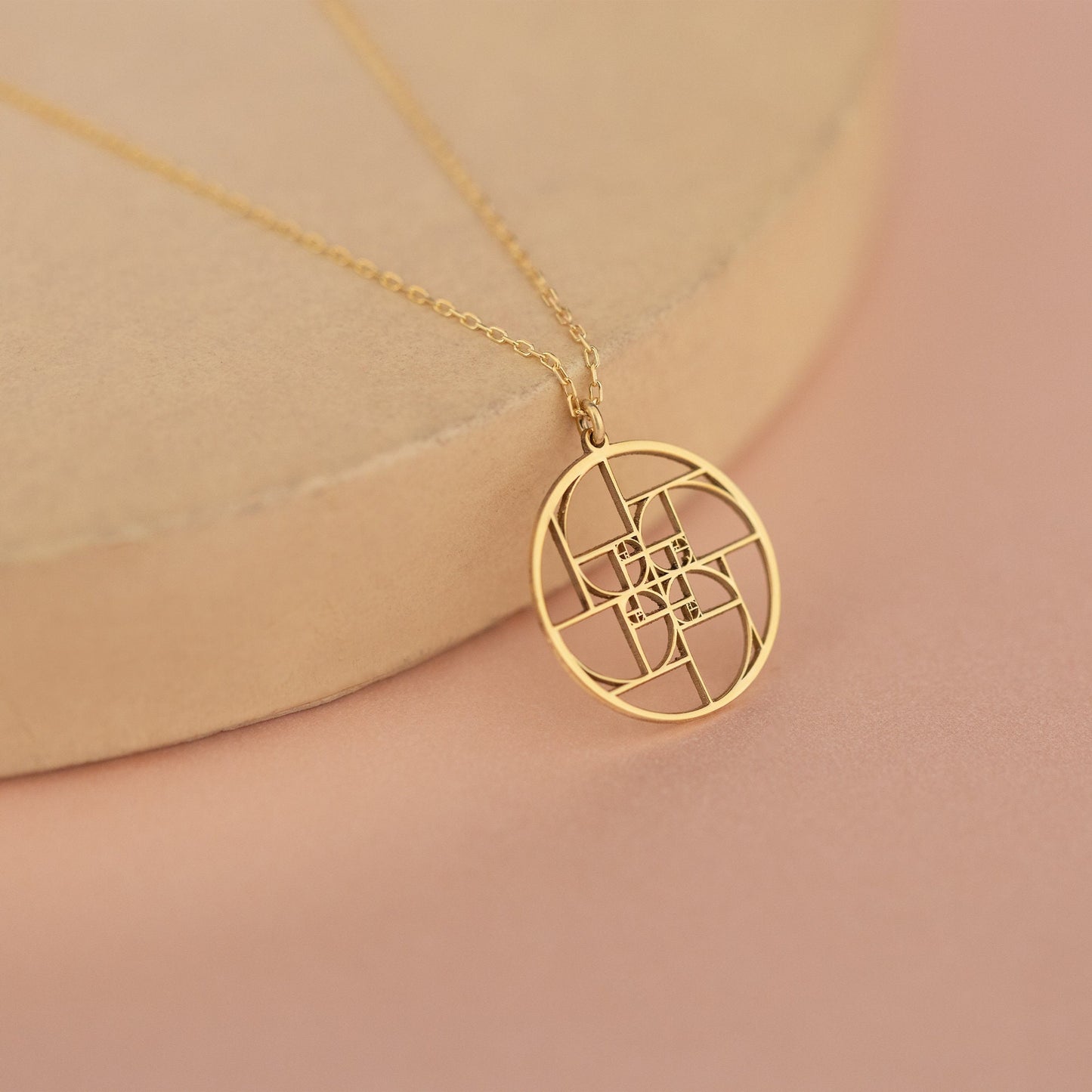 Fibonacci Golden Spiral Necklace - Fibonacci Swirl Pendant - 925 Sterling Silver Geometric Pendant - Golden Ratio Necklace - Gift For Her