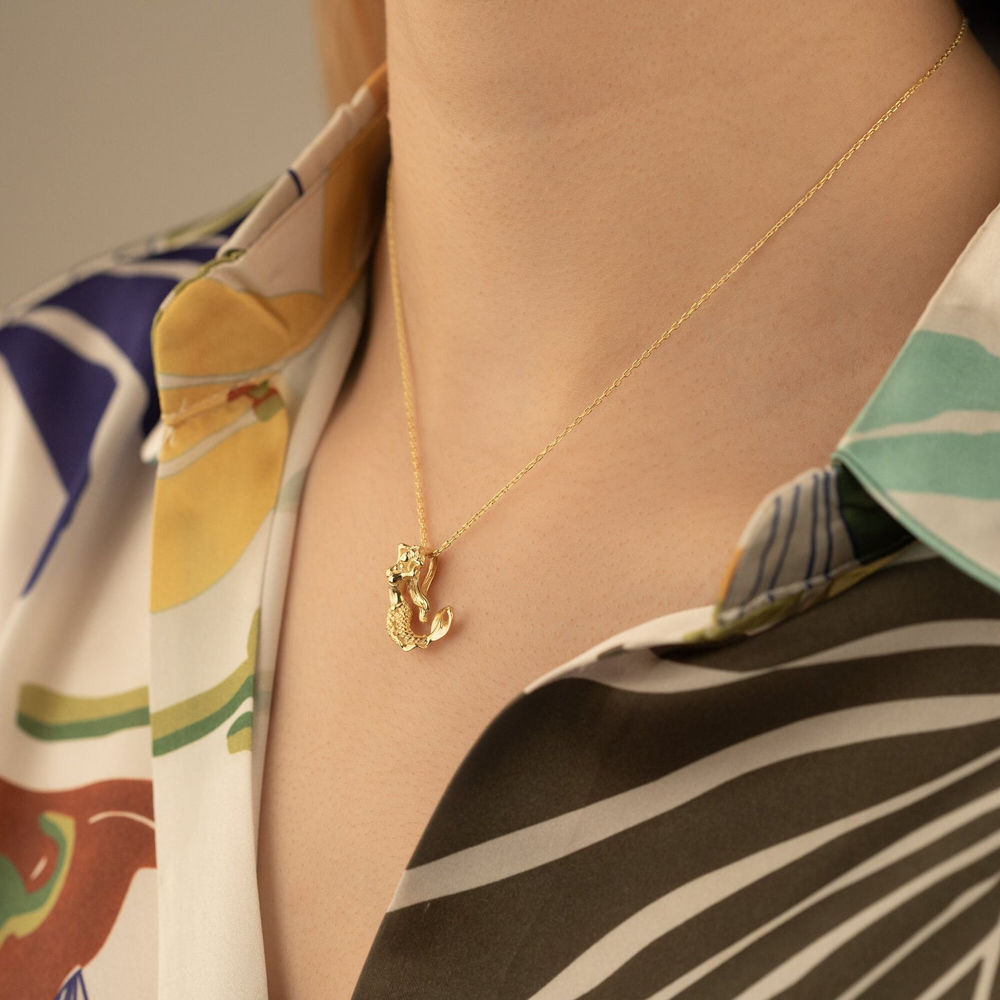 Gold 3D Mermaid Necklace - 3D Jewellery Pendant - Silver Mermaid Oxidized Necklace - Gift for Her - Gift for Mother - Summer Jewellery