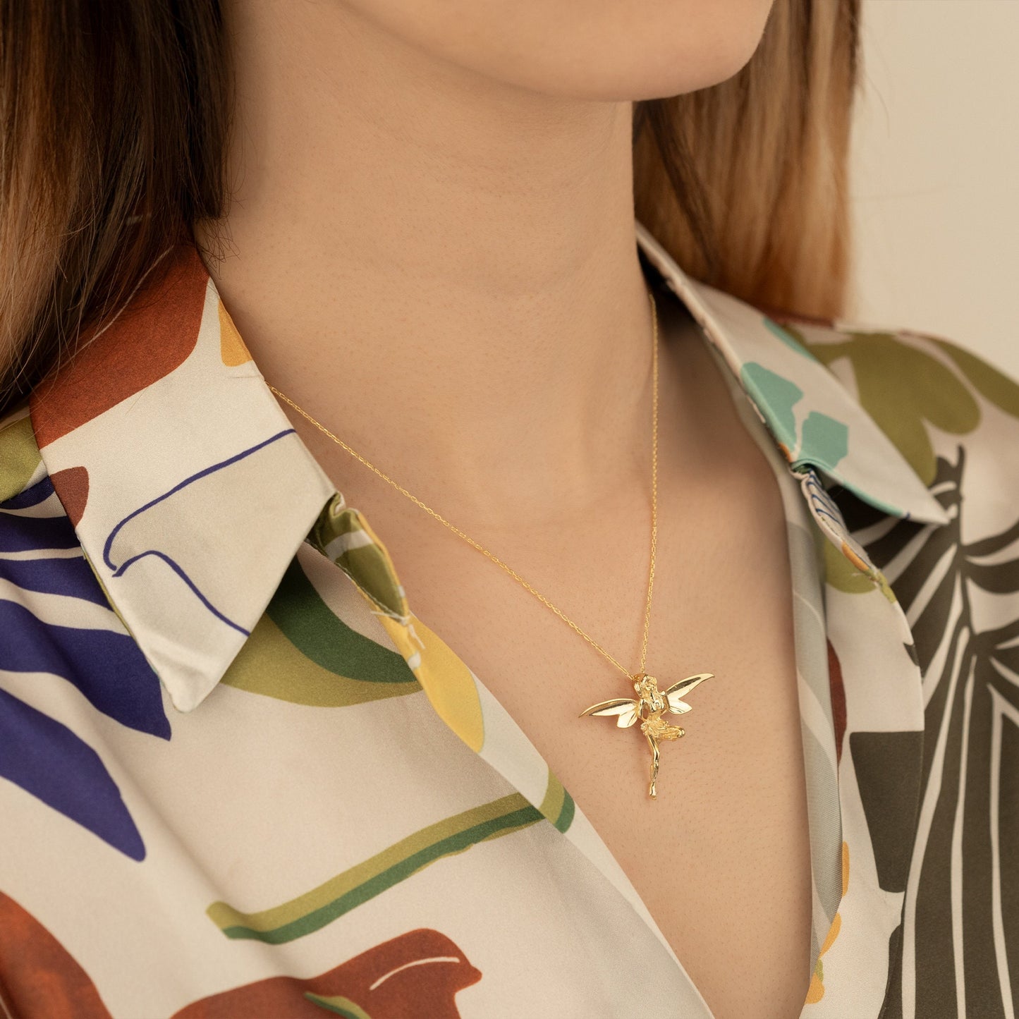 3D Gold Fairy Necklace - 3D Jewellery - Pixie Wings Necklace - Gift for Her - Gift for Kids - Fairytale Jewellery - Tinkerbell Necklace