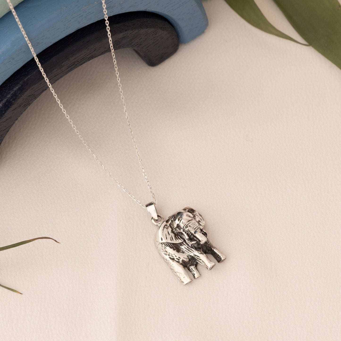 Mother Elephant Necklace - 3D Jewellery - Oxidized Silver Necklace Mother Elephant Necklace - Gift for Kids - Gift for Her - Gift For Mother