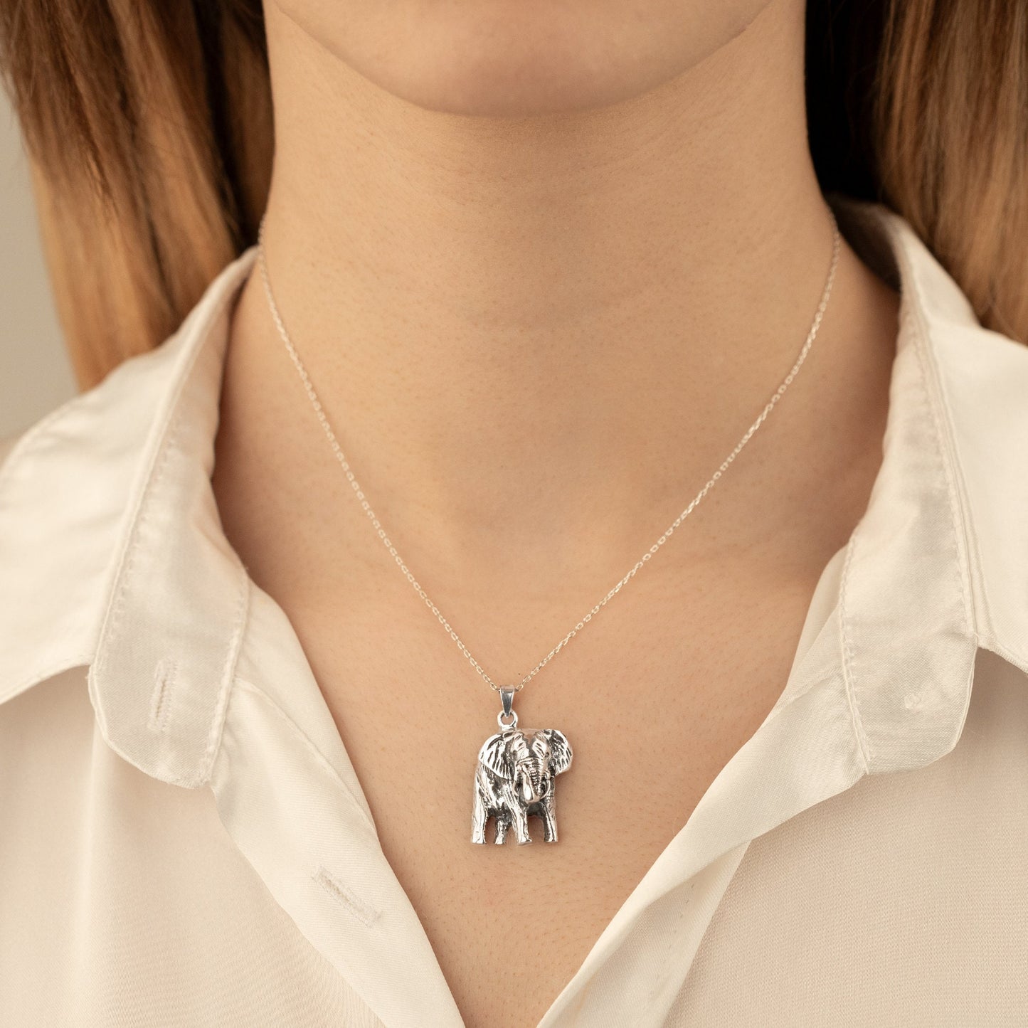 Mother Elephant Necklace - 3D Jewellery - Oxidized Silver Necklace Mother Elephant Necklace - Gift for Kids - Gift for Her - Gift For Mother