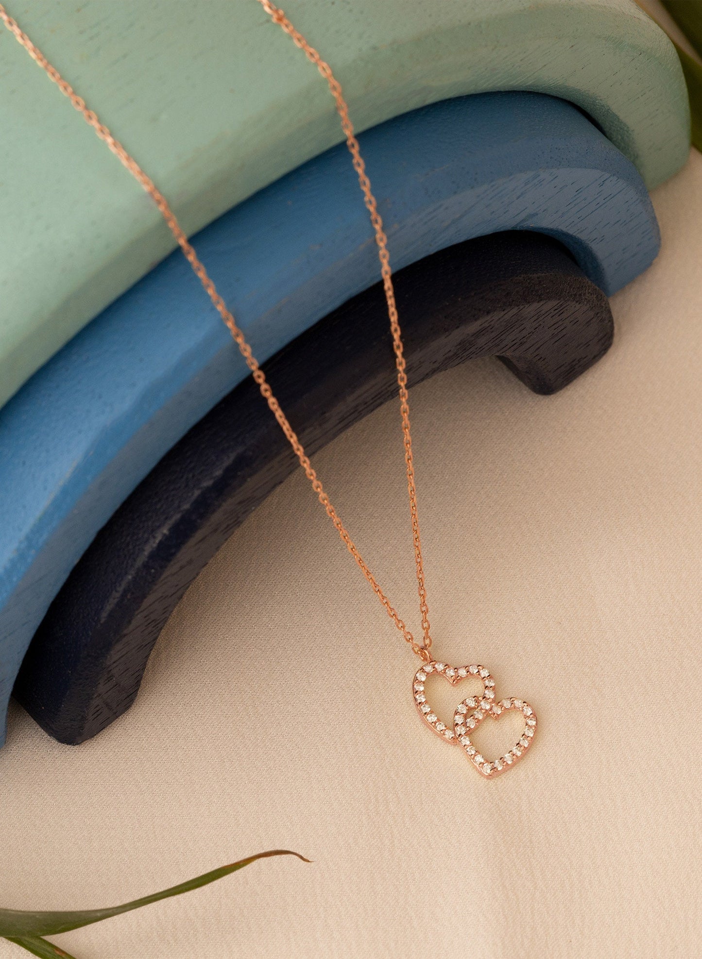 Pave Diamond Double Heart Couple Necklace - Love Necklace For Lover - Crystal Diamond Heart Necklace - Pave Heart Necklace - Gift For Wife