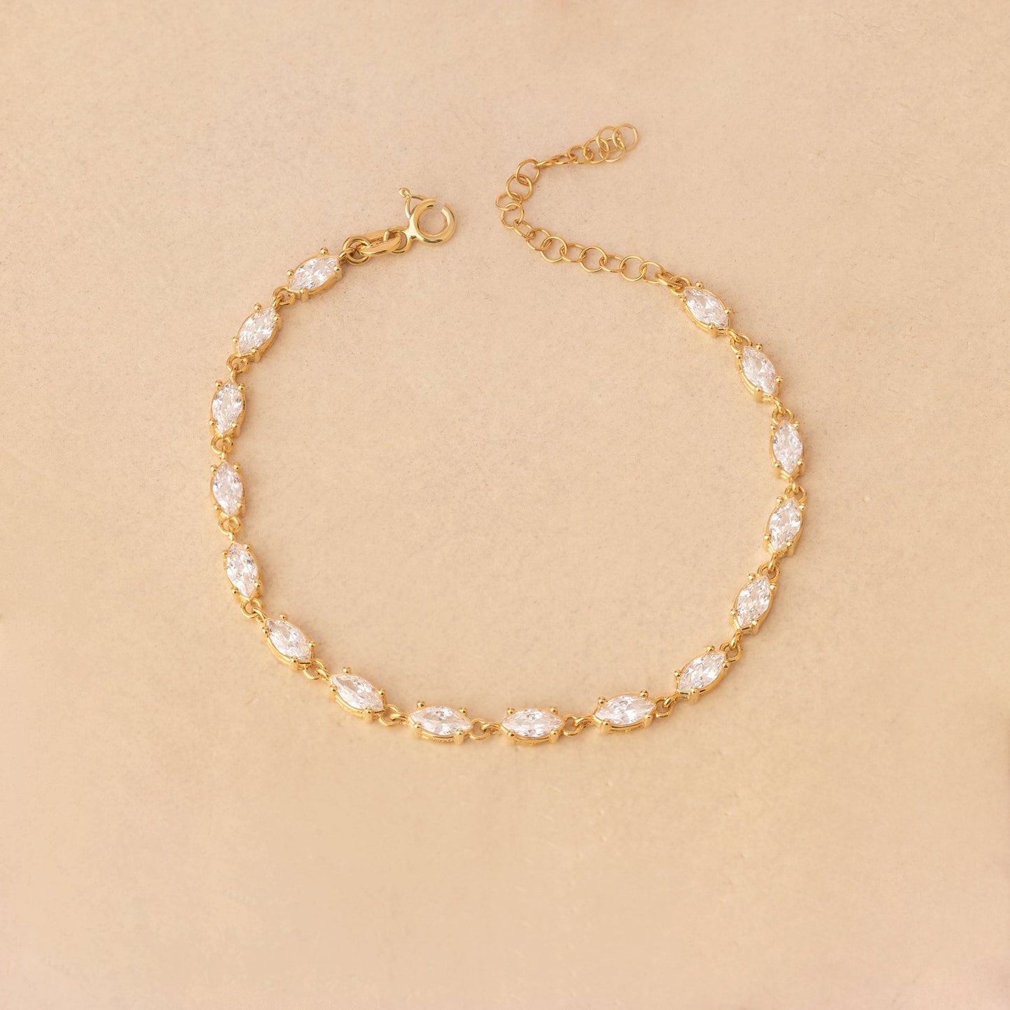 Marquise Tennis Bracelet - Gold Tennis Bracelet - Pave Bracelet - 925 Sterling Silver CZ Stone Bracelet - Gift for Her - Handmade Jewellery