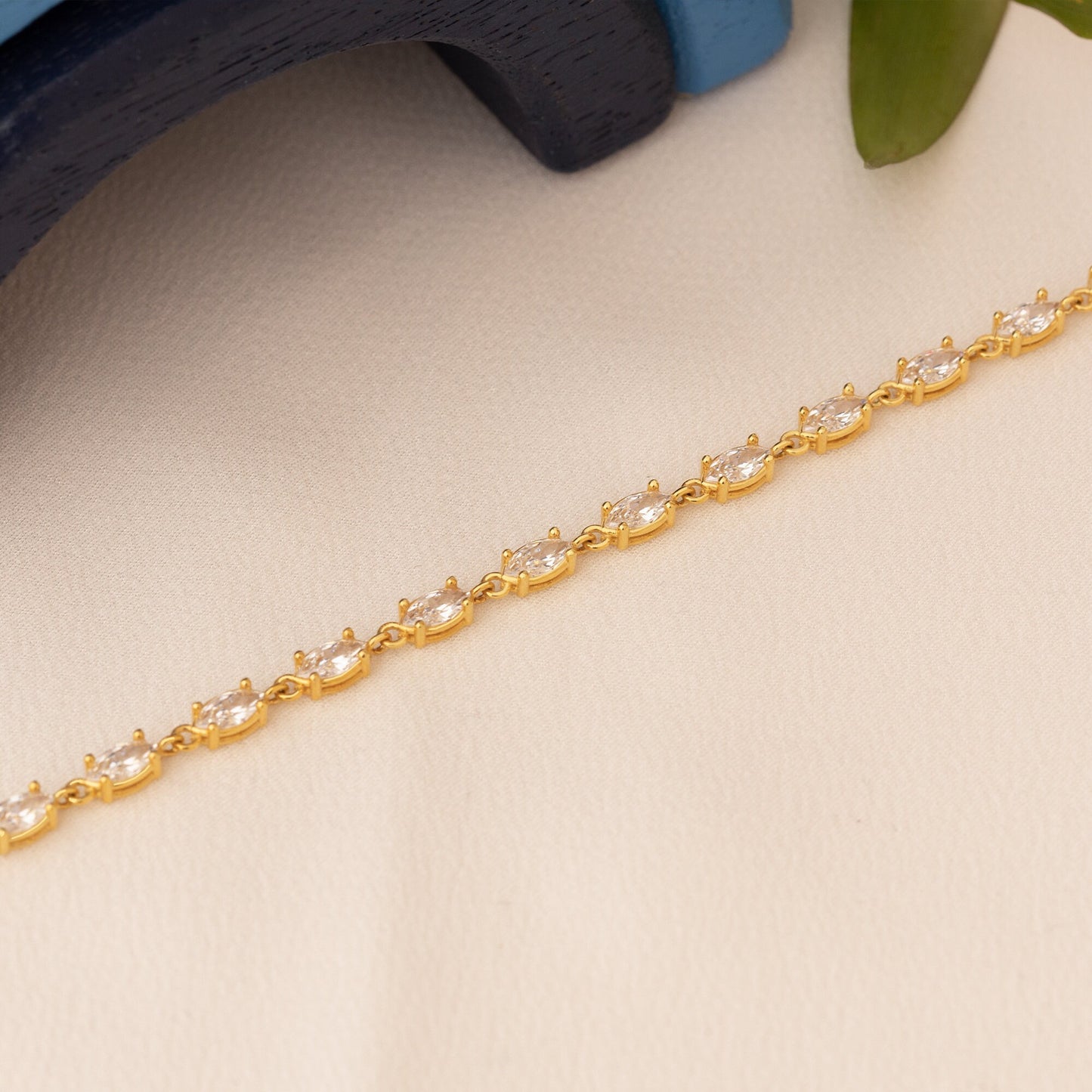 Marquise Tennis Bracelet - Gold Tennis Bracelet - Pave Bracelet - 925 Sterling Silver CZ Stone Bracelet - Gift for Her - Handmade Jewellery