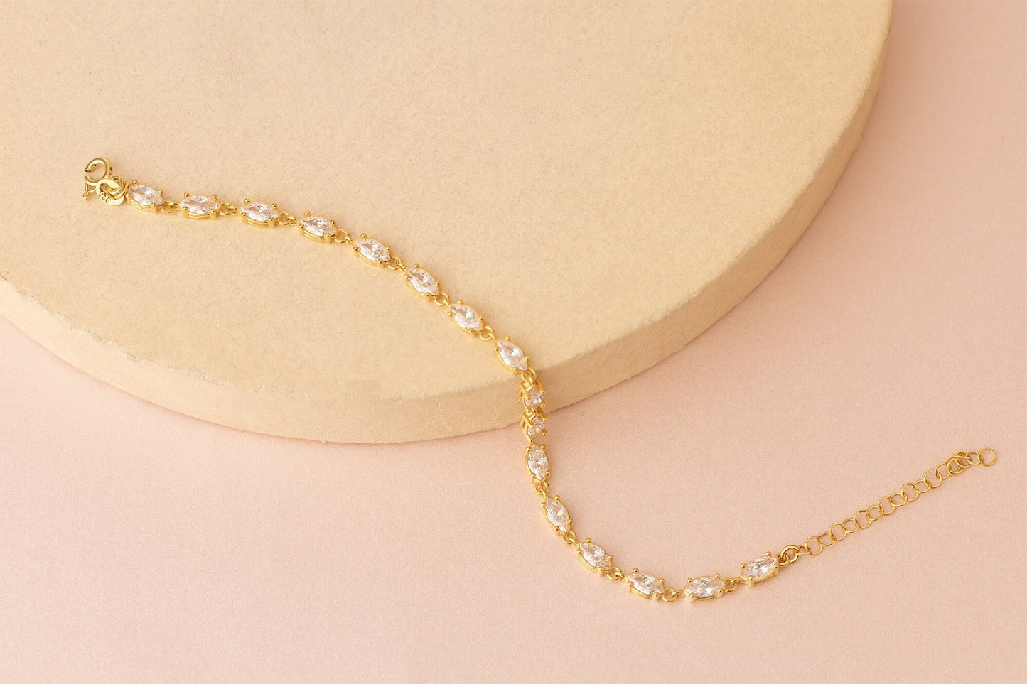 Marquise Tennis Bracelet - Gold Tennis Bracelet - Pave Bracelet - 925 Sterling Silver CZ Stone Bracelet - Gift for Her - Handmade Jewellery