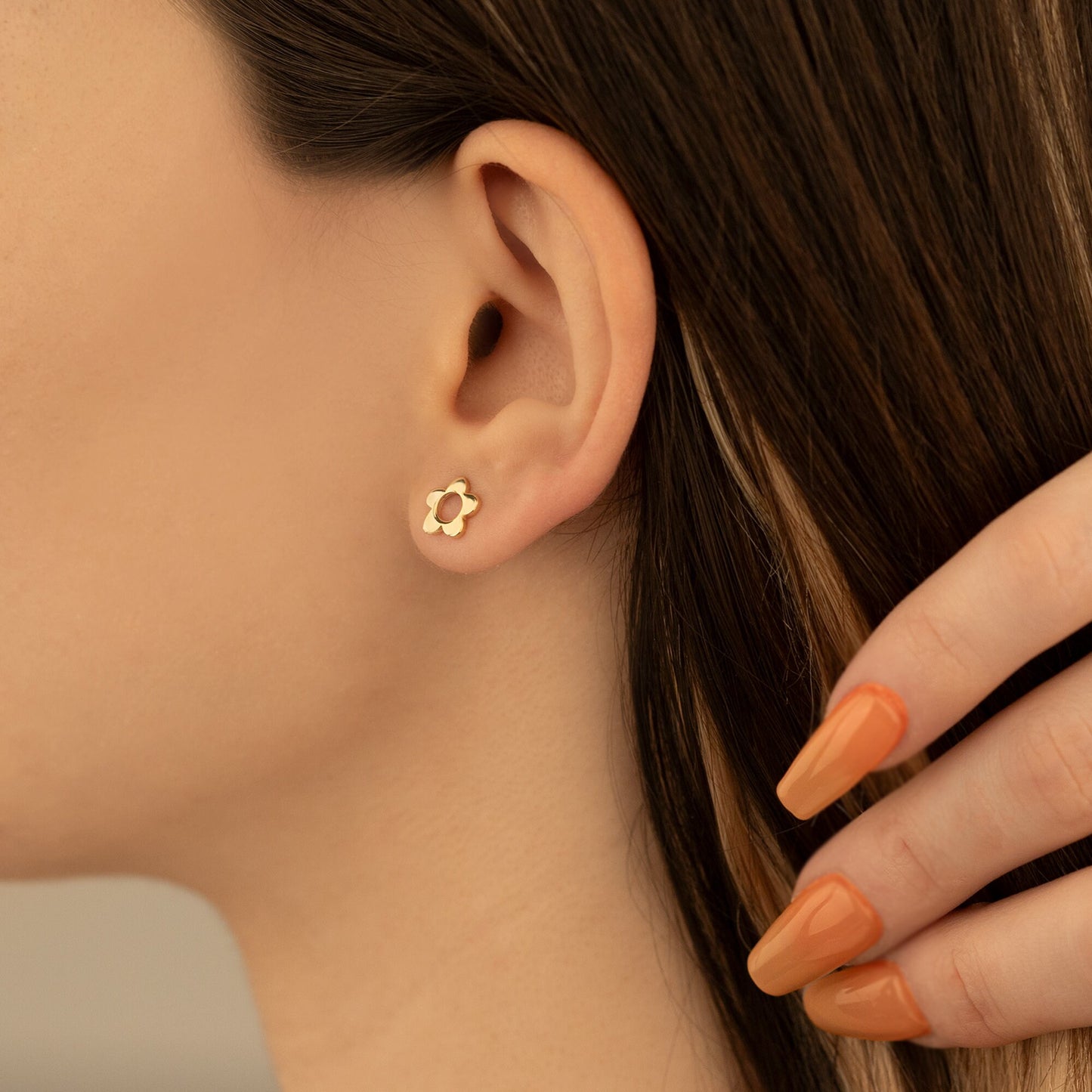 Gold Daisy Stud Earrings - Summer Jewellery - Handmade Hollow Out Flower Studs - Gift for Her - 925 Sterling Silver Dainty Luck Earrings