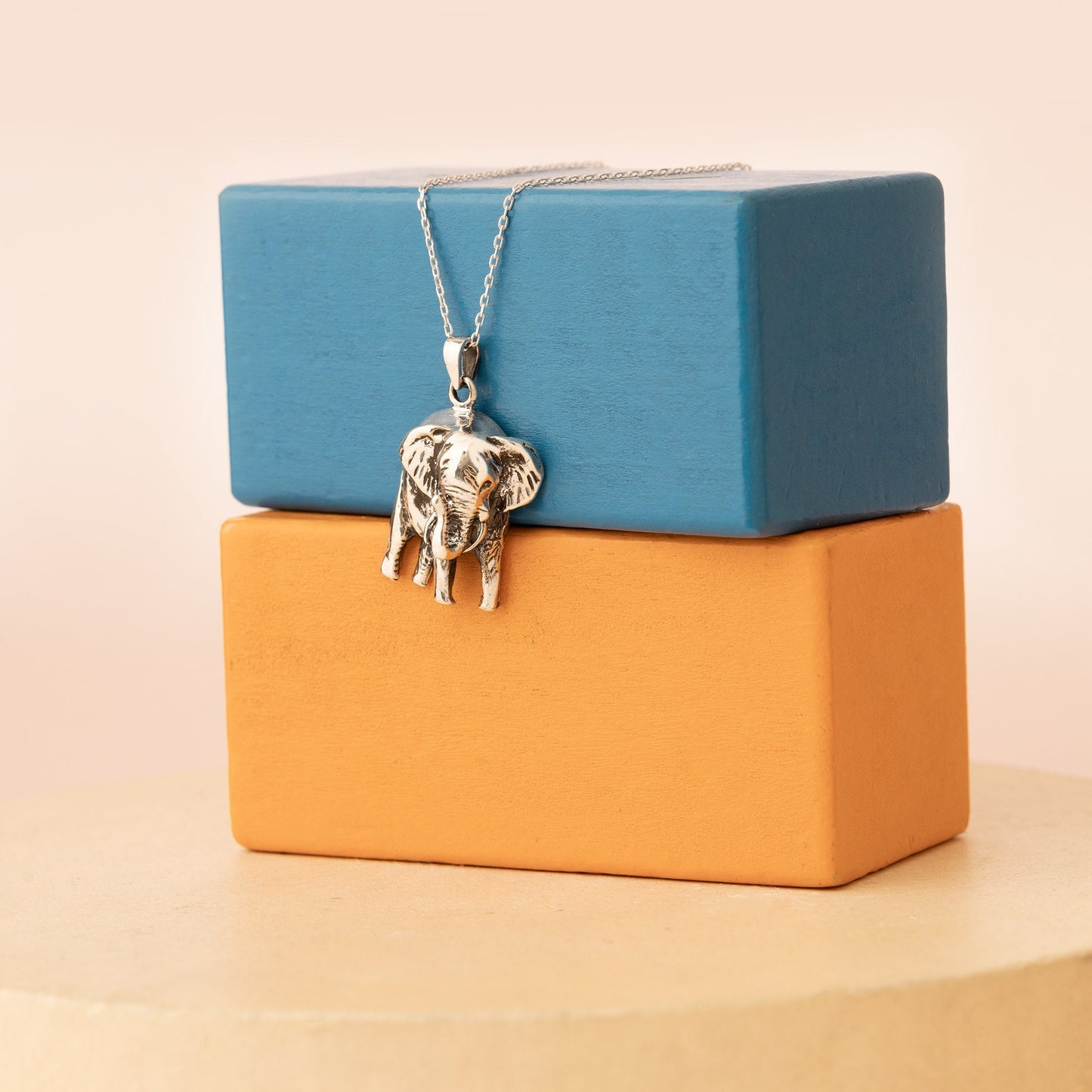Mother Elephant Necklace - 3D Jewellery - Oxidized Silver Necklace Mother Elephant Necklace - Gift for Kids - Gift for Her - Gift For Mother