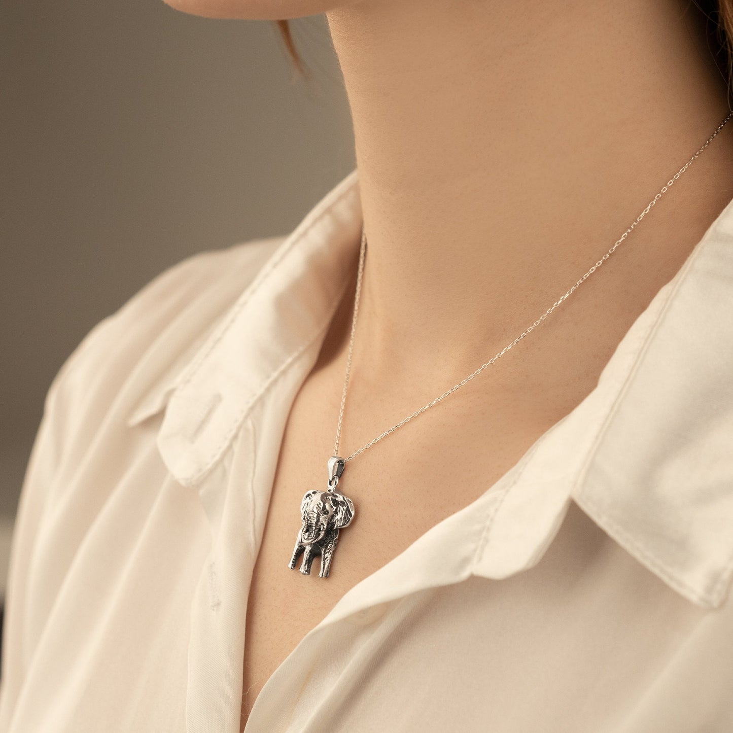 Mother Elephant Necklace - 3D Jewellery - Oxidized Silver Necklace Mother Elephant Necklace - Gift for Kids - Gift for Her - Gift For Mother