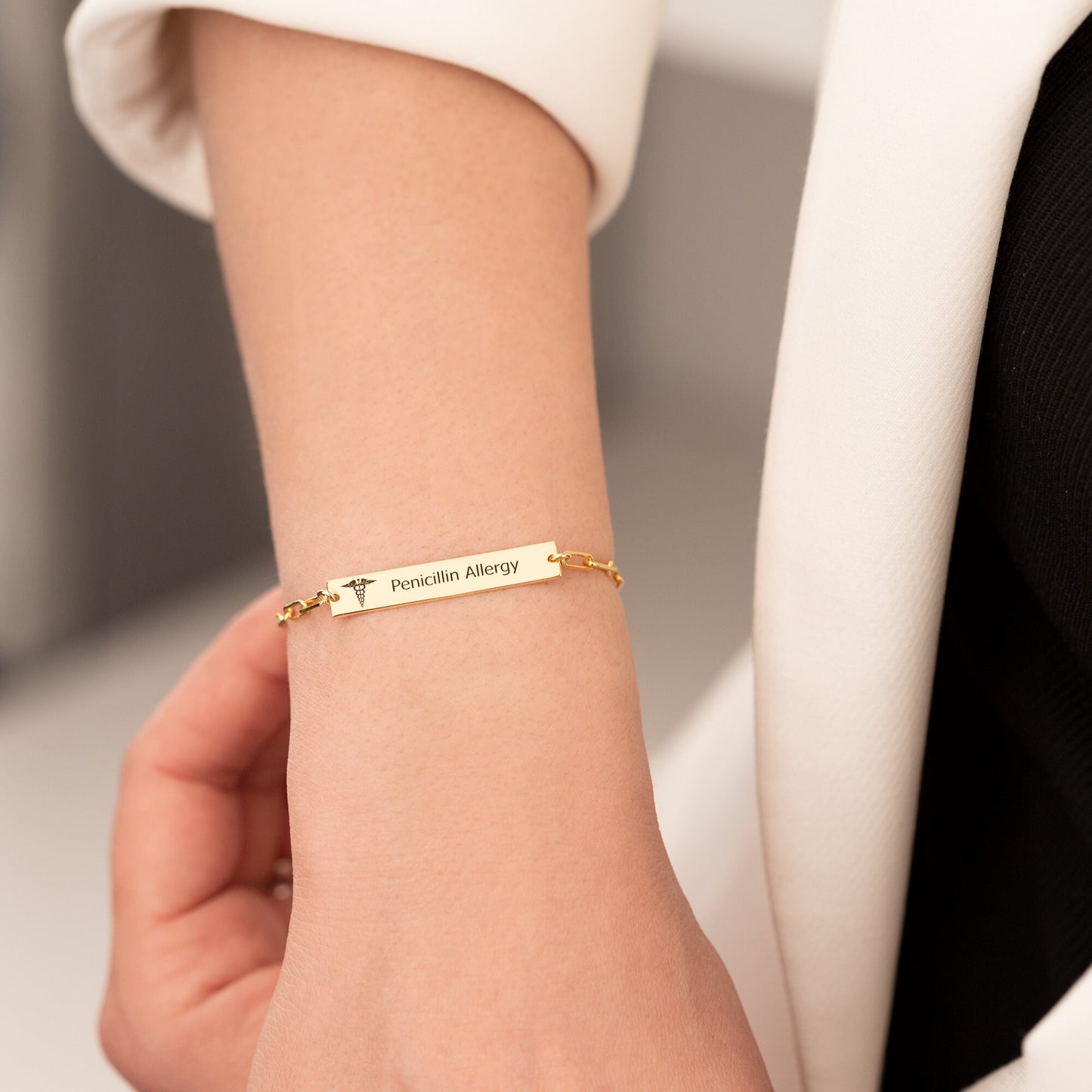 Personalized Medical ID Bracelet - Medical Alert Paperclip Bracelet - Medical Jewellery - Allergy, Autism, Dementia, Diabetic Bracelet