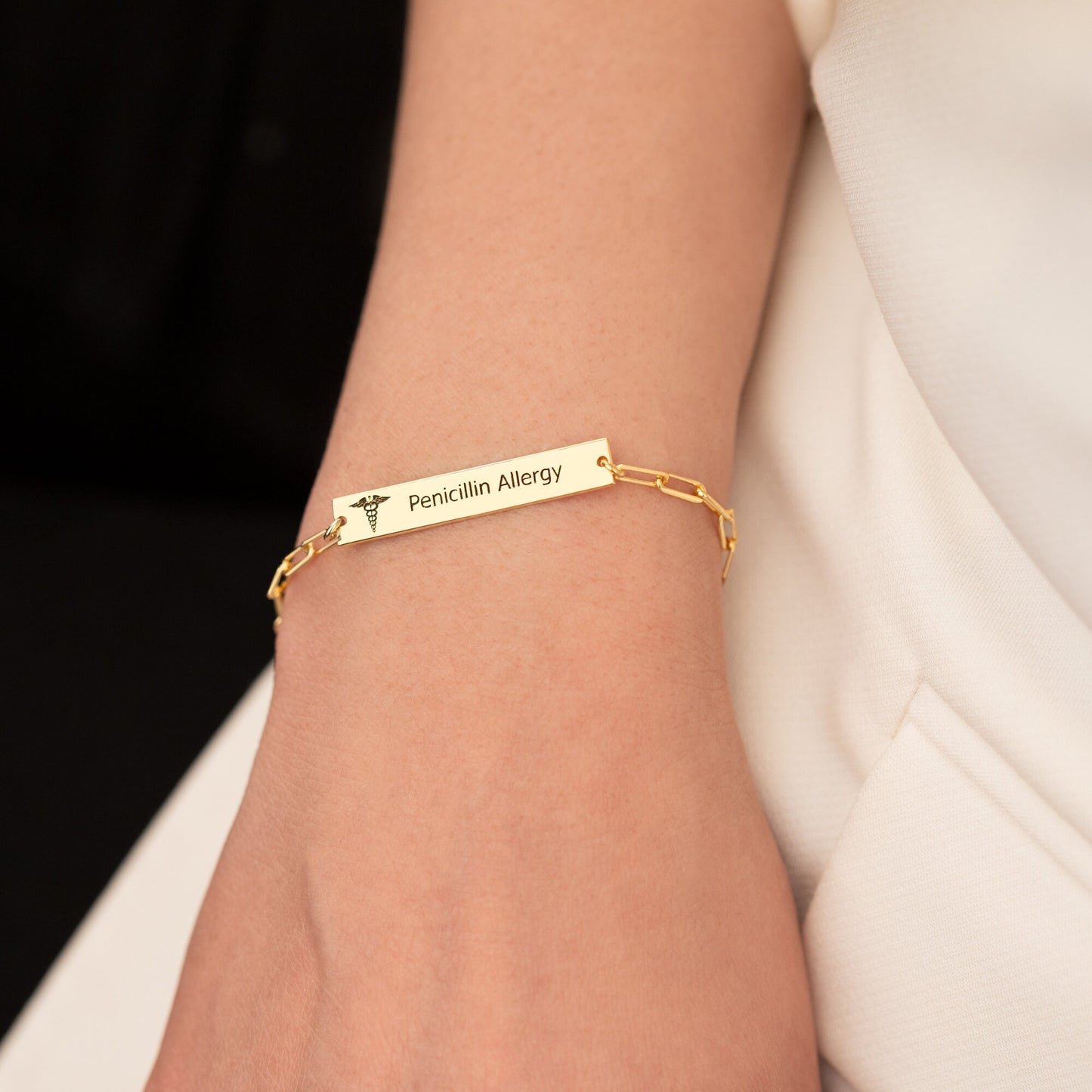 Personalized Medical ID Bracelet - Medical Alert Paperclip Bracelet - Medical Jewellery - Allergy, Autism, Dementia, Diabetic Bracelet