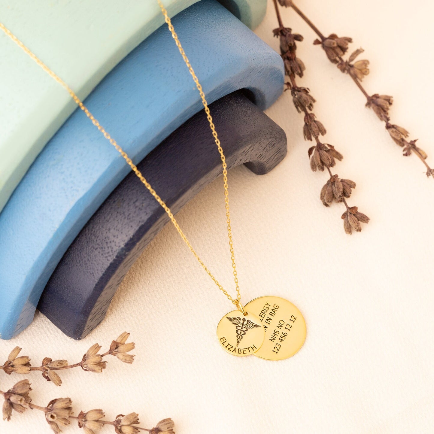 Personalized Medical ID Disc Necklace - Medical Alert Name Disc Necklace - Medical Jewellery - Allergy, Autism, Dementia, Diabetic Necklace