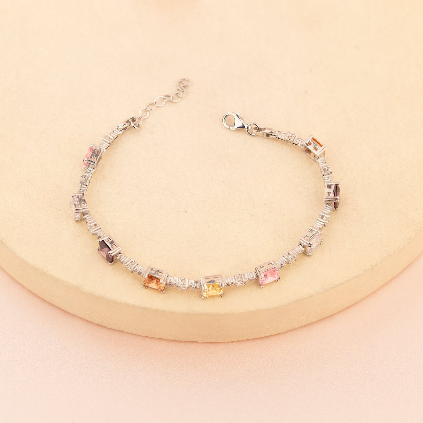 Asscher Cut Simulated Diamond Tennis Bracelet - Multi-Color Tennis Bracelet - Asscher Cubic Zirconia Bracelet - Gift for Her - Pave Bracelet