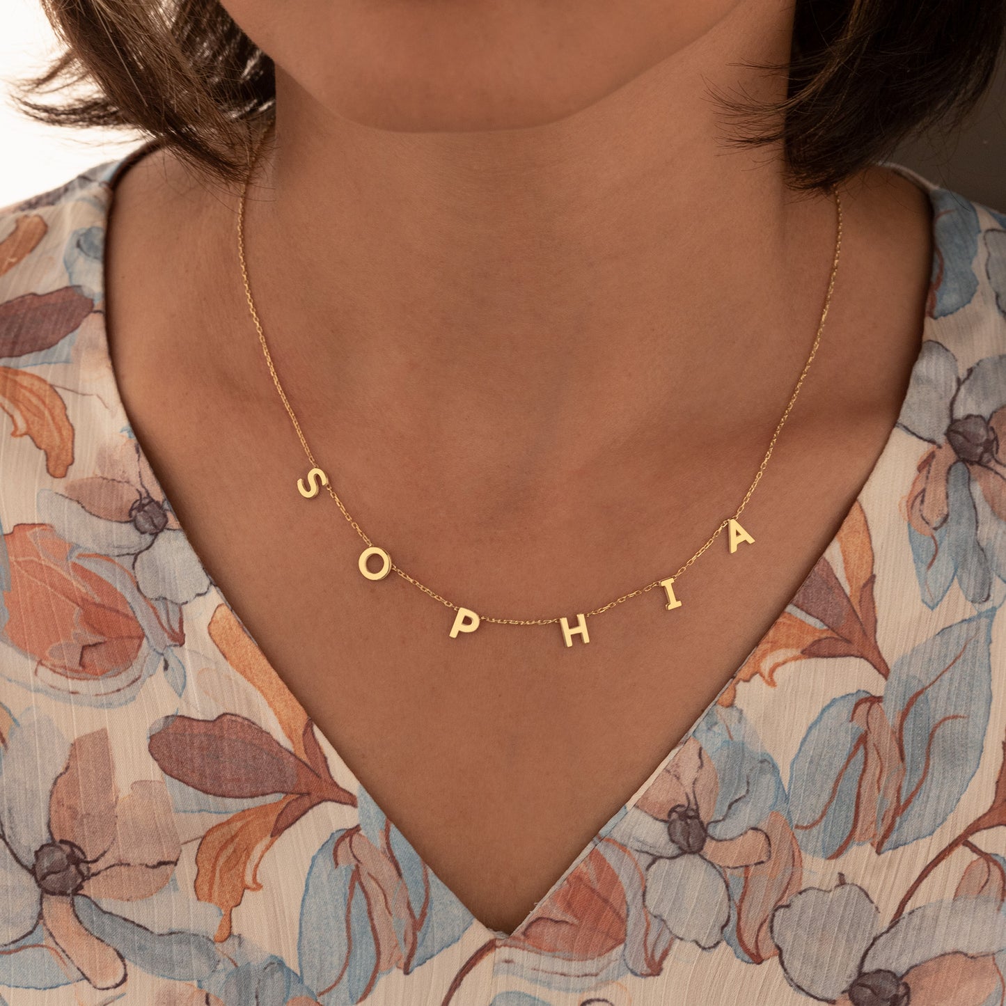 Personalised Initial Name Gold Necklace - 925 Sterling Silver Custom Letter Choker - Personalized Gift - Name Jewelry By PizumiLondon