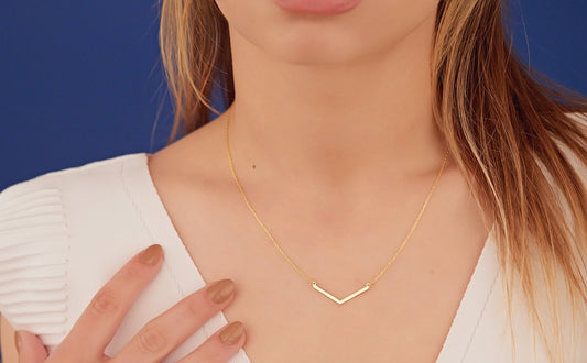 Thin Chevron Necklace - Christmas Gift - Gold V Necklaces - 925 Sterling Silver Geometric V Chevron Necklace for Women - Gift for Her
