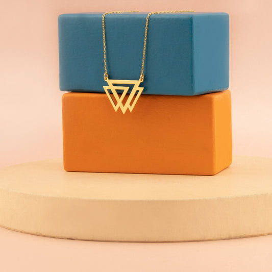 Triple Triangle Necklace - Christmas Gift - Handmade Dainty Interlaced Geometric Necklace - Three Open Triangle Necklace - Gift for Mother