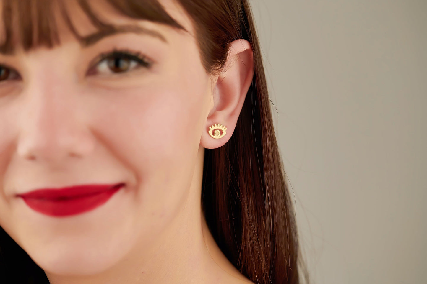 Tiny Eye Stud Earrings - Christmas Gift -  Evil Eye Stud Earring - Minimalist Earrings - Luck Earrings - Protection Earrin - Meaning Earring