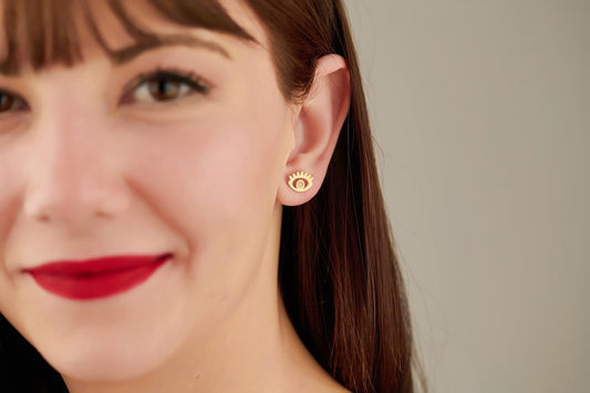 Tiny Eye Stud Earrings - Christmas Gift -  Evil Eye Stud Earring - Minimalist Earrings - Luck Earrings - Protection Earrin - Meaning Earring