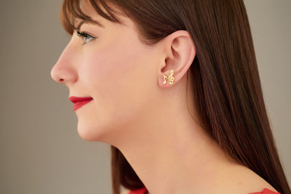 Tiny Treble Clef and Note Earrings - Christmas Gift - Music Symbol Earrings - Music Note Studs - Mismatched Earrings - Music Lover Gift