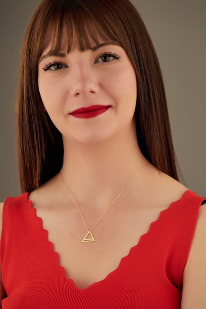 Silver Triangle Pendant - Christmas Gift - Triangle Necklace - Geometric Necklace - Triangle and Bar Necklace - Family Symbol Necklace