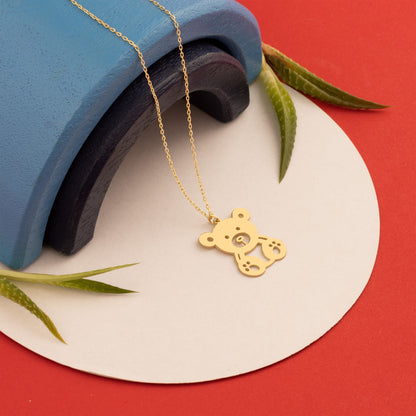 Teddy Bear Pendant - Christmas Gift - Baby Shower Gift - Minimalist Animal Necklace - Cute Mini Bear Necklace - Gift for Kids - Gift for Her