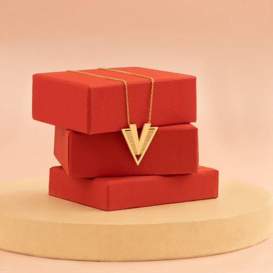 Double V Necklace - Christmas Gift - Gift for Her - Geometric Triangle Necklace - Gold V Lines Necklace - Gift for Mother - Gift for Her