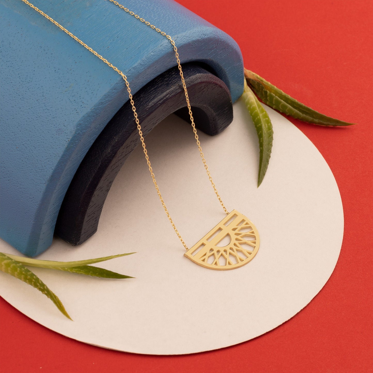 Unique Geometric Necklace - Semi Circle Necklace - Gift for Her - Silver Rush Mat Necklace - Modern Jewellery - Vintage Window Necklace