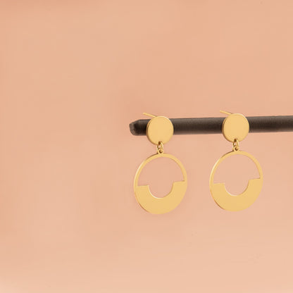 Double Circle Hollow Earrings - Christmas Gift - Linked Earrings - Stud Dangle Earrings - Modern Jewelry - Handmade Earrings - Gift for Her