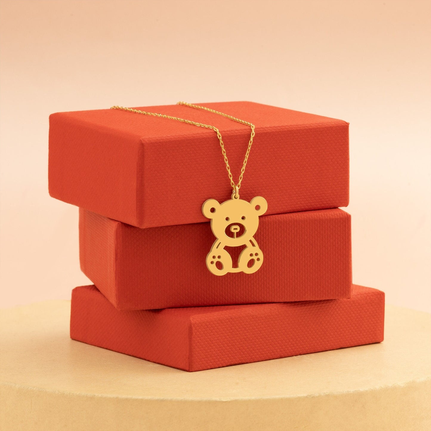 Teddy Bear Pendant - Christmas Gift - Baby Shower Gift - Minimalist Animal Necklace - Cute Mini Bear Necklace - Gift for Kids - Gift for Her