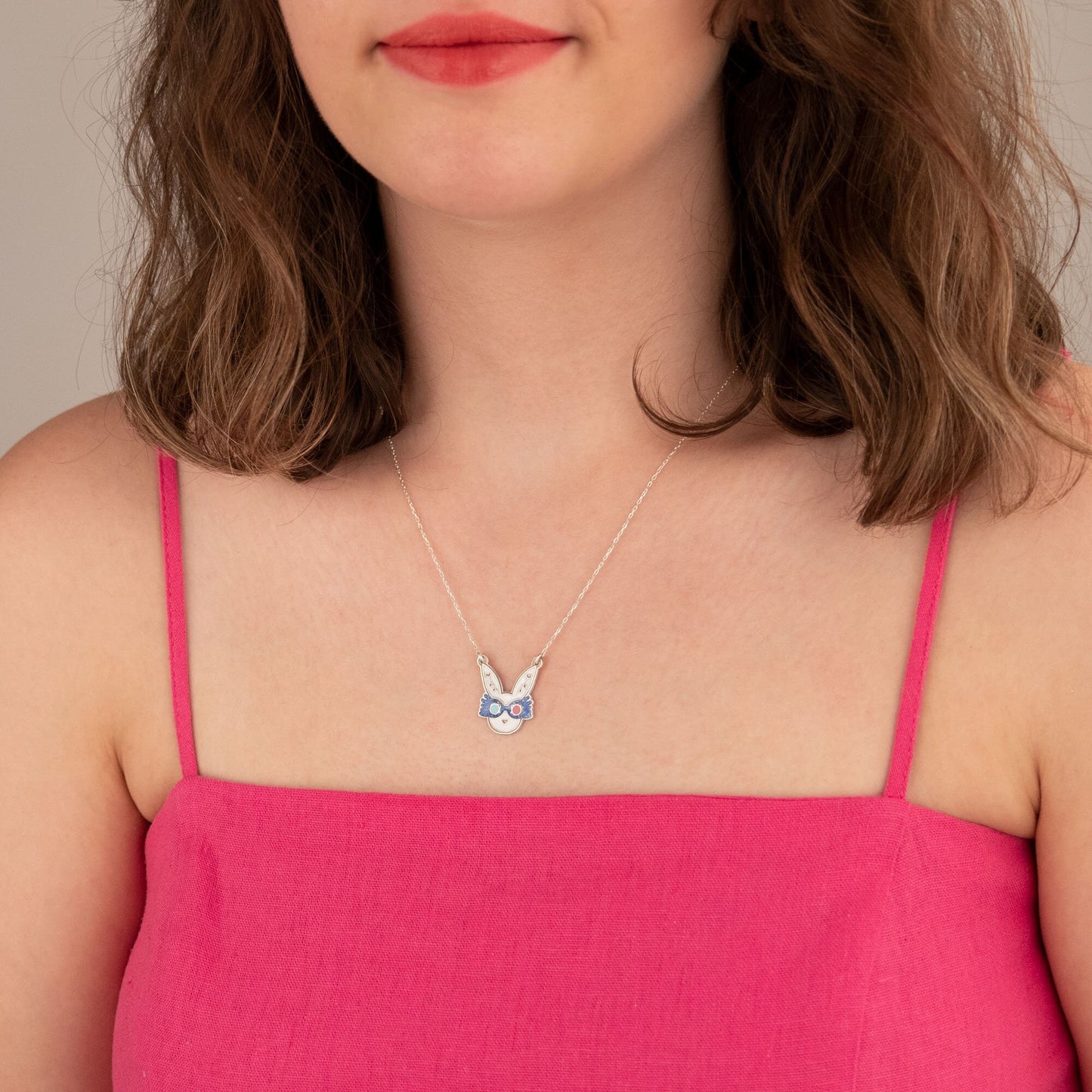 Easter Bunny Necklace - Enamel Rabbit Necklace - Easter Gift - Cute Animal Charm Necklace - Gift for Kids - Gift for Her
