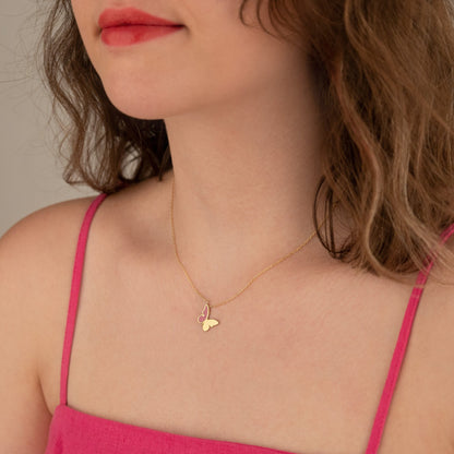Butterfly Enamel Necklace - Pink Butterfly Necklace - Hope and Faith Necklace - Bug Jewelry - Summer Jewelry - Gift for Her