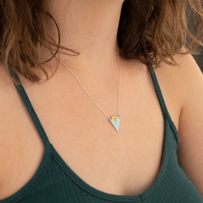Enamel Double Triangle Necklace - Enamel Diamond Shape Necklace  - Diamond Gifts - Diamond Jewelry - Gift for Her - Dainty Charm Necklace