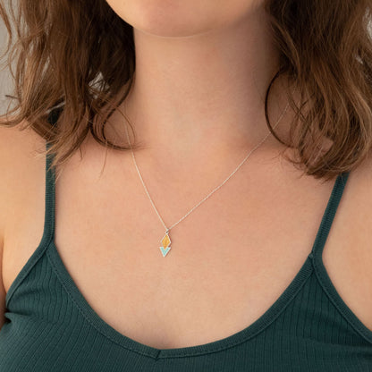 Enamel Diamond and Triangle Necklace - Christmas Gift - Double Enamel Diamond Charm - Diamond Jewelry - Gift for Her - Dainty Charm Necklace