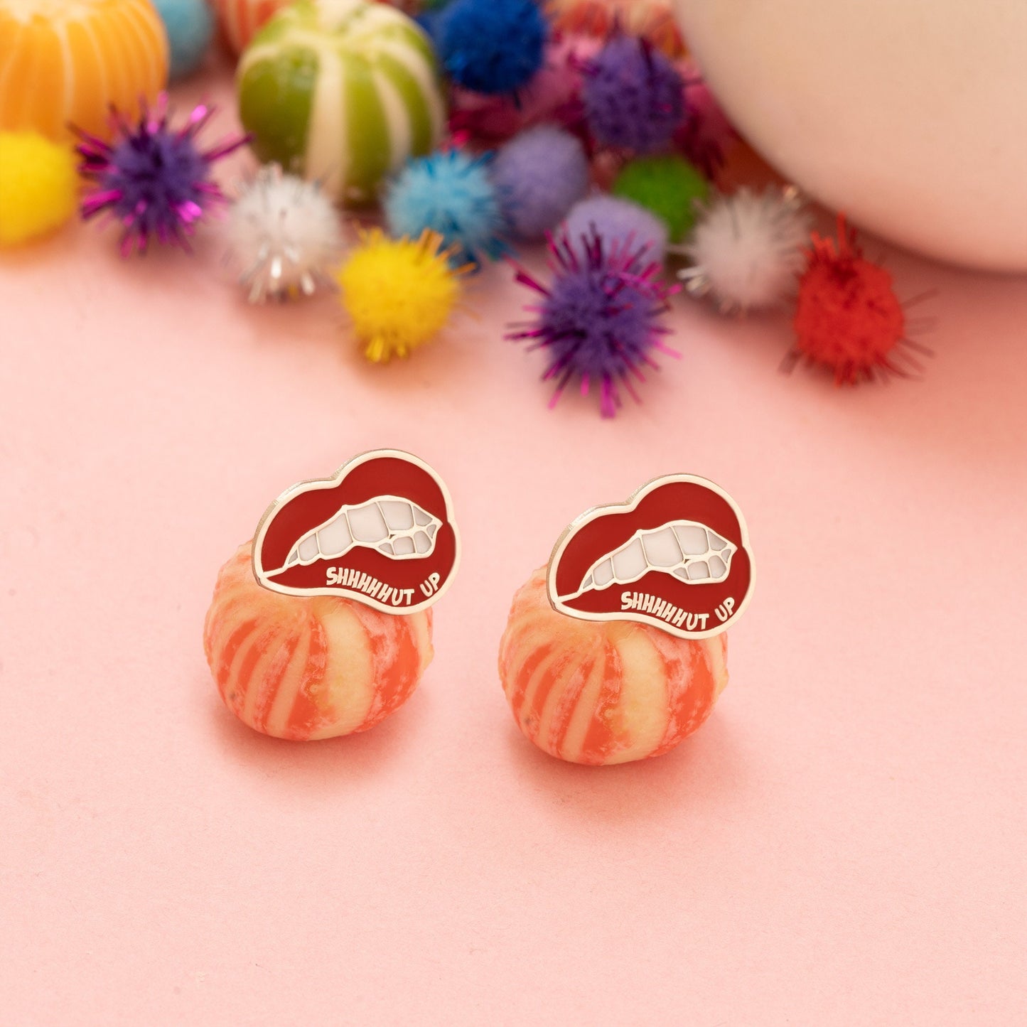 Enamel Lips Earrings - Lipstick Mouth Earrings - Red Lips Earrings - Shut Up Earring - Funny Earrings - Earrings for Women - Gift for Her