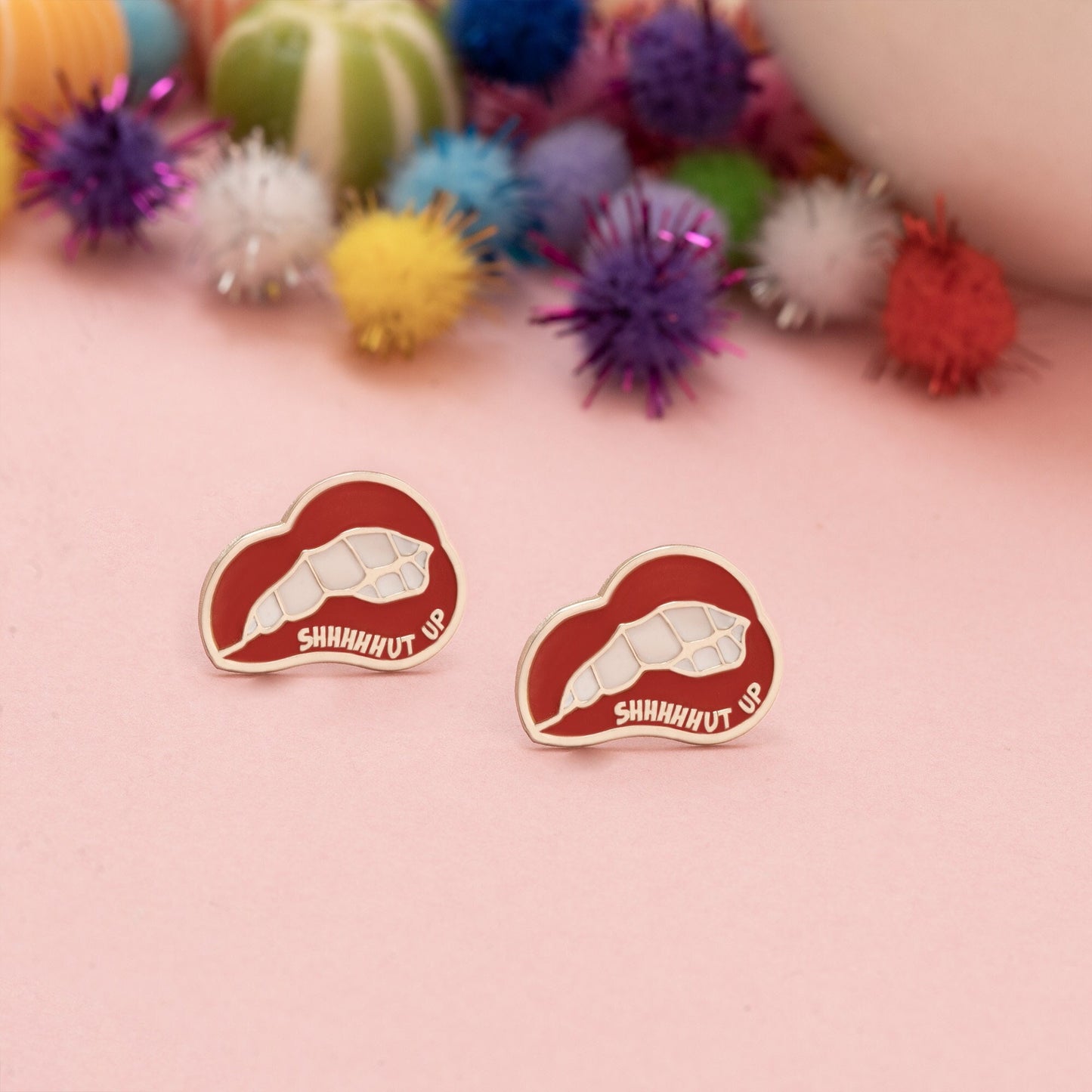 Enamel Lips Earrings - Lipstick Mouth Earrings - Red Lips Earrings - Shut Up Earring - Funny Earrings - Earrings for Women - Gift for Her
