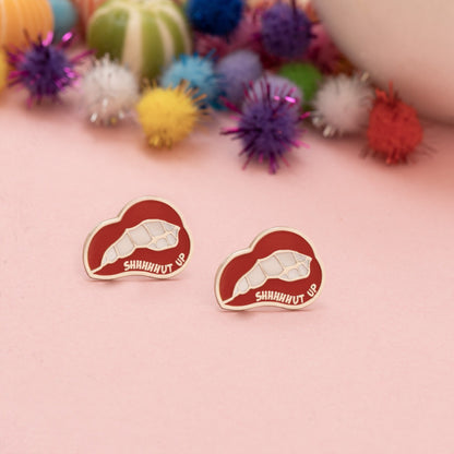 Enamel Lips Earrings - Lipstick Mouth Earrings - Red Lips Earrings - Shut Up Earring - Funny Earrings - Earrings for Women - Gift for Her