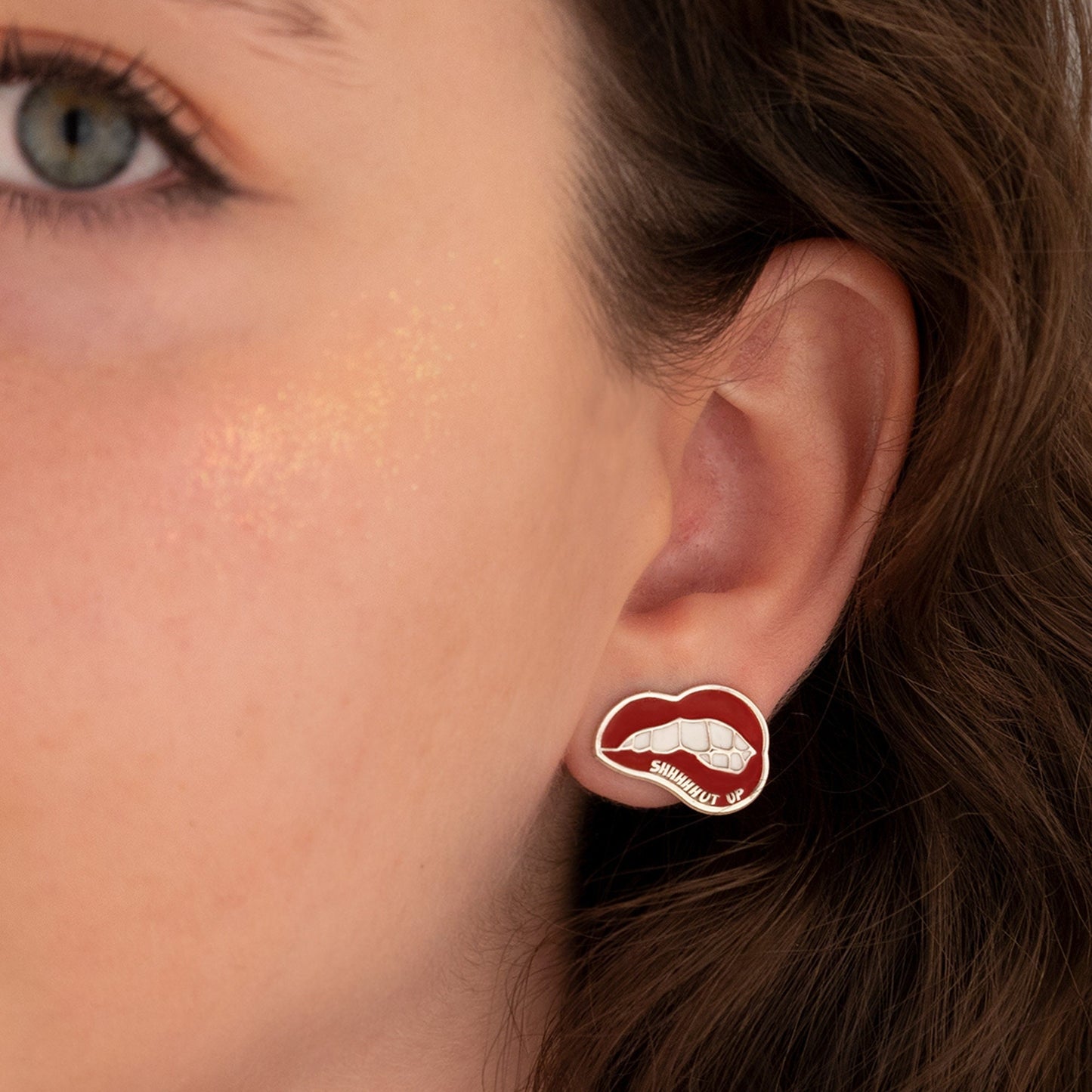 Enamel Lips Earrings - Lipstick Mouth Earrings - Red Lips Earrings - Shut Up Earring - Funny Earrings - Earrings for Women - Gift for Her