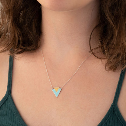 Enamel Double Triangle Necklace - Enamel Diamond Shape Necklace  - Diamond Gifts - Diamond Jewelry - Gift for Her - Dainty Charm Necklace