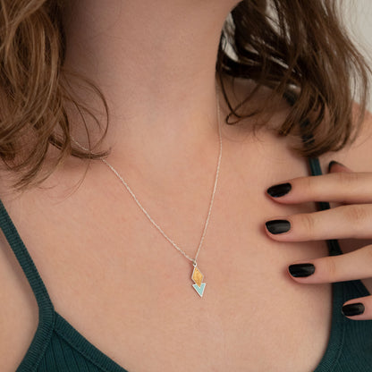 Enamel Diamond and Triangle Necklace - Christmas Gift - Double Enamel Diamond Charm - Diamond Jewelry - Gift for Her - Dainty Charm Necklace