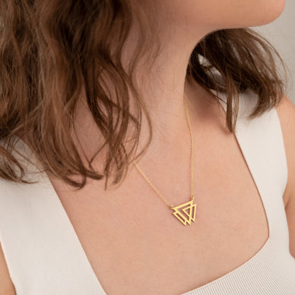 Triple Triangle Necklace - Christmas Gift - Handmade Dainty Interlaced Geometric Necklace - Three Open Triangle Necklace - Gift for Mother