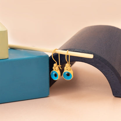Evil Eye Earrings - Christmas Gift - Enamel Eye Earring - Blue Eye Dangle Earring - Protection Earrings - Evil Eye Jewelry - Gift for Her