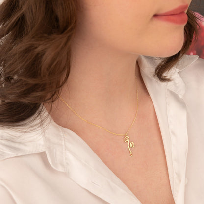 Gold Birth Flower Necklace - Birthday Flower Necklace - Dainty Birth Flower & Zodiac Necklace - Personalized Jewellery - Birthday Gift