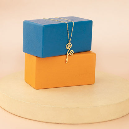 Gold Birth Flower Necklace - Birthday Flower Necklace - Dainty Birth Flower & Zodiac Necklace - Personalized Jewellery - Birthday Gift