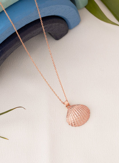 Gold Sea Shell Necklace - Gift for Her - Summer Jewellery - 925 Sterling Silver Seashell Necklace - Natural Jewellery - 3D Jewellery