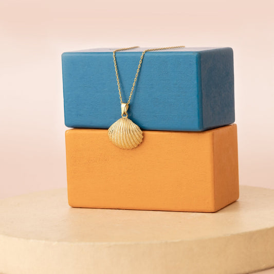 Gold Sea Shell Necklace - Gift for Her - Summer Jewellery - 925 Sterling Silver Seashell Necklace - Natural Jewellery - 3D Jewellery