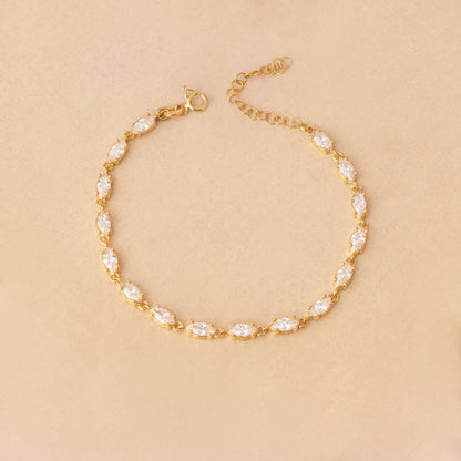 Marquise Tennis Bracelet  - Gold Tennis Bracelet - Pave Bracelet - 925 Sterling Silver CZ Stone Bracelet - Gift for Her - Handmade Jewellery