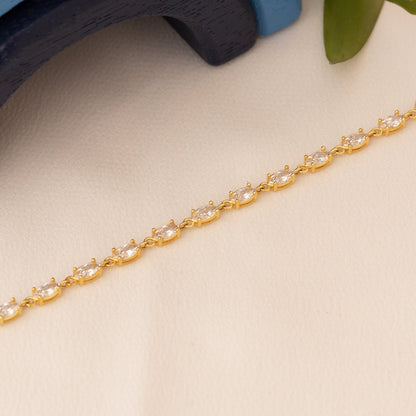 Marquise Tennis Bracelet  - Gold Tennis Bracelet - Pave Bracelet - 925 Sterling Silver CZ Stone Bracelet - Gift for Her - Handmade Jewellery