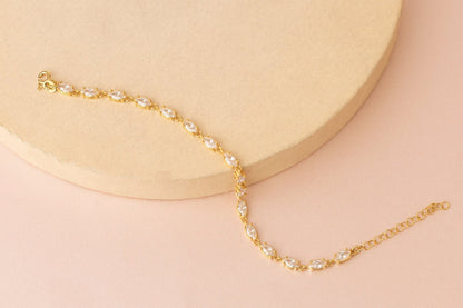Marquise Tennis Bracelet  - Gold Tennis Bracelet - Pave Bracelet - 925 Sterling Silver CZ Stone Bracelet - Gift for Her - Handmade Jewellery
