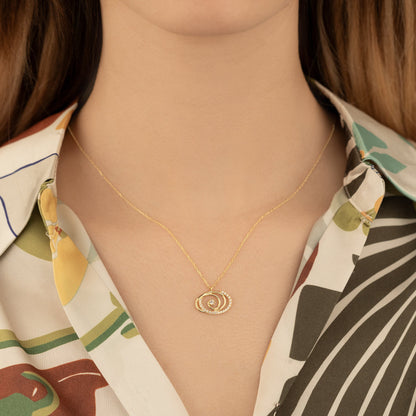Gold Spiral Necklace with CZ Stone - Gold Diamond Swirl Pendant - Necklace For Women - Silver Solitaire Necklace - Gift For Her