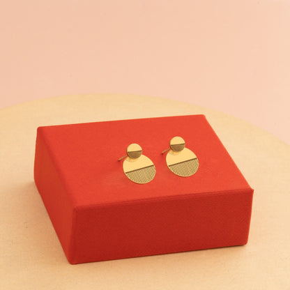 Double Round Earrings - Circle Ear Jacket - Line Scratch Earrings - Modern Jewellery - Handmade Jewellery - Gift for Her - Gift For Mother
